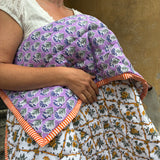 Quilted baby blanket - Yellow Flower / Purple