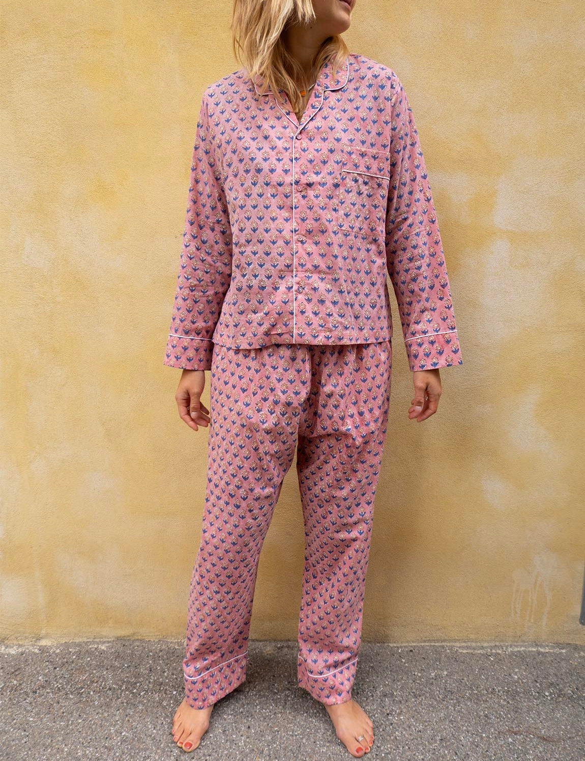 Pyjamas Blockprint - Coral Flower