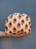 Moon Pouch Blockprint L - Blue Stripes