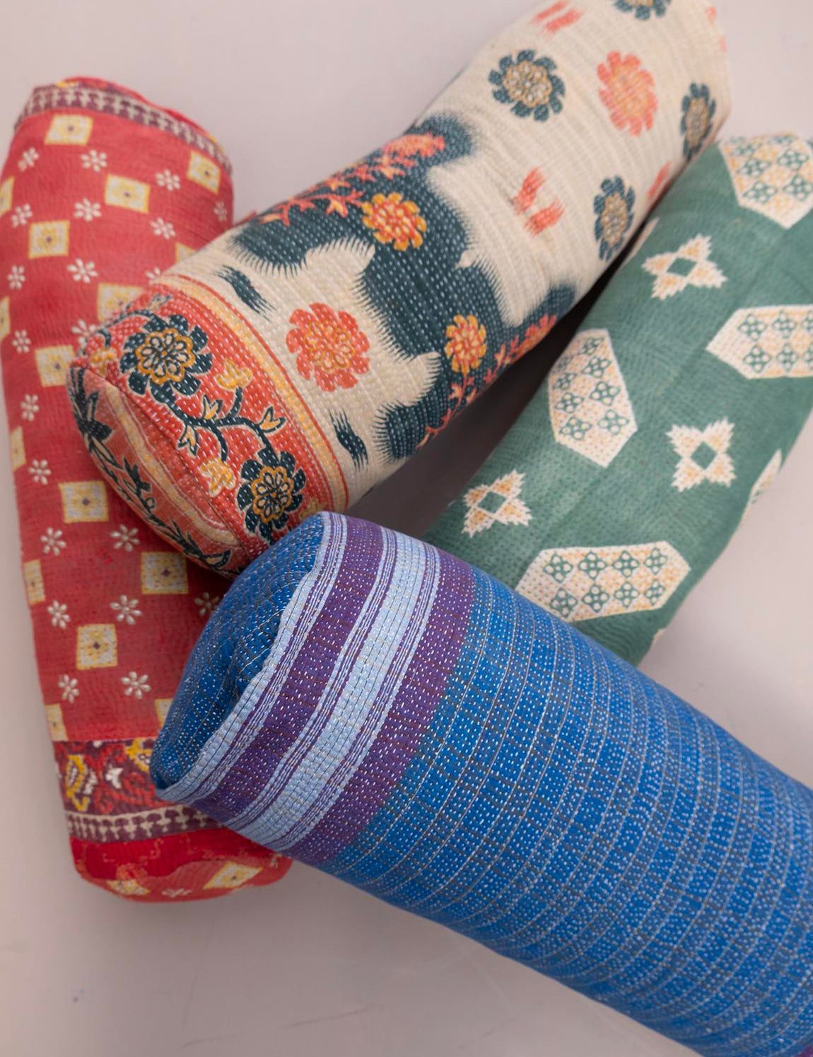 Indian kantha cushion Cylinder - 817