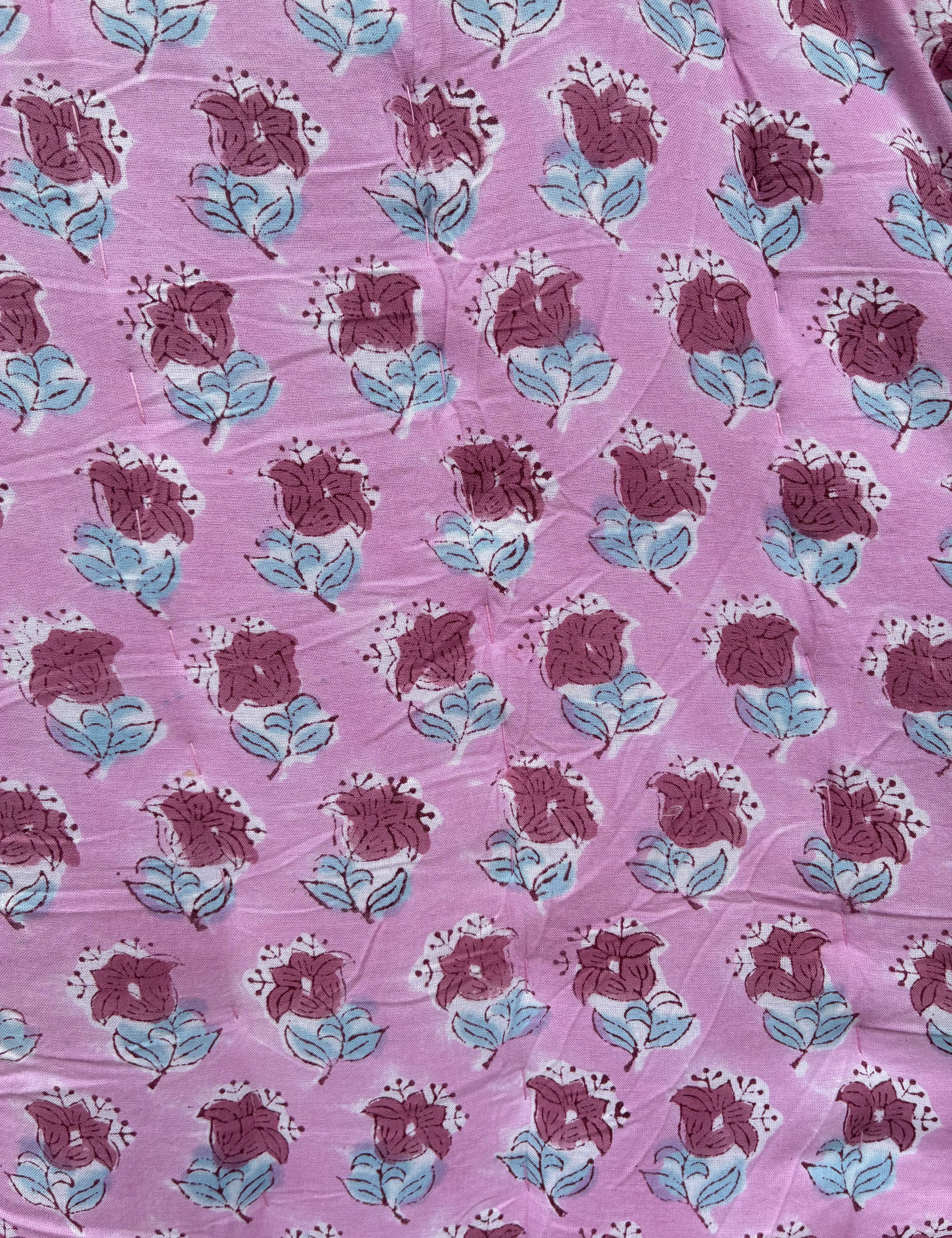 Quilted baby blanket - Old Rose / Flower Wreath