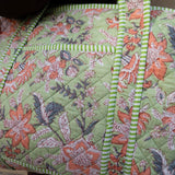 Daisy Duffel Bag - Quilted Blockprint - Light Green