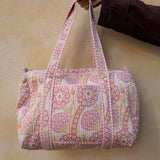 Daisy Duffel Bag - Quilted Blockprint - Powder