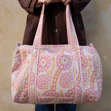 Daisy Duffel Bag - Quilted Blockprint - Powder