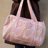Daisy Duffel Bag - Quilted Blockprint - Powder