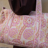 Daisy Duffel Bag - Quilted Blockprint - Powder