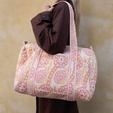 Daisy Duffel Bag - Quilted Blockprint - Powder