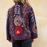 Suzani Jacket - Dark Blue / Red Flower