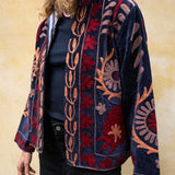 Suzani Jacket - Dark Blue / Red Flower
