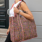 Tove Tote - Quilted Blockprint - Dark Green
