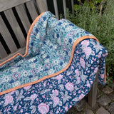 Quilted blanket - 01 Enchanted Garden / Blue Flower