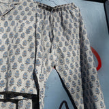 Pyjamas Blockprint - Grey Blue Flower