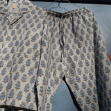 Pyjamas Blockprint - Grey Blue Flower