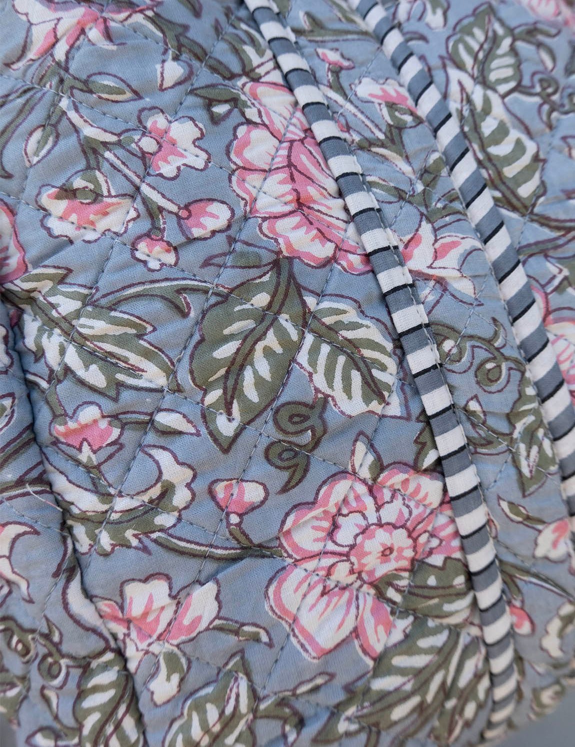 Daisy Duffel Bag - Quilted Blockprint - Grey