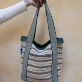 Nepal Stripe Bag - Beige/Dark Green