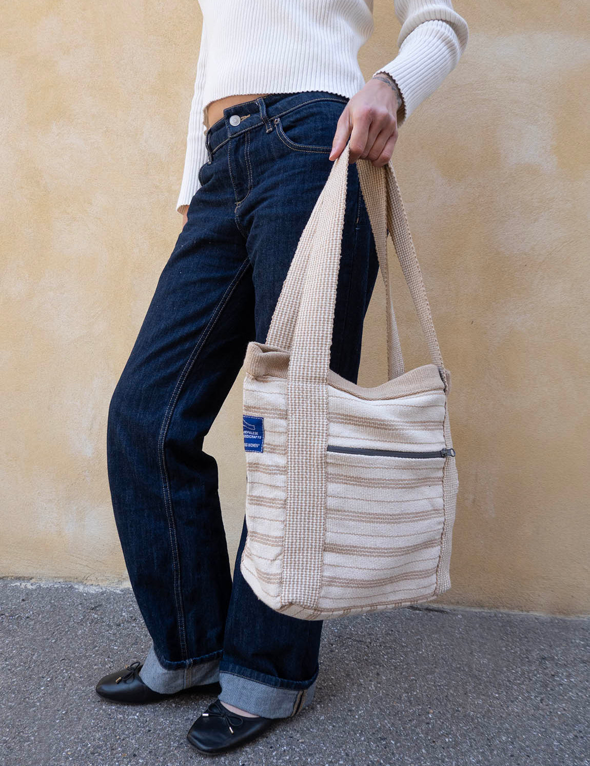 Nepal Stripe Bag - White/Beige