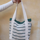 Nepal Stripe Bag - White/Dark Green