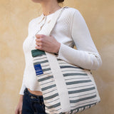 Nepal Stripe Bag - White/Dark Green