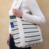 Nepal Stripe Bag - White/Dark Green