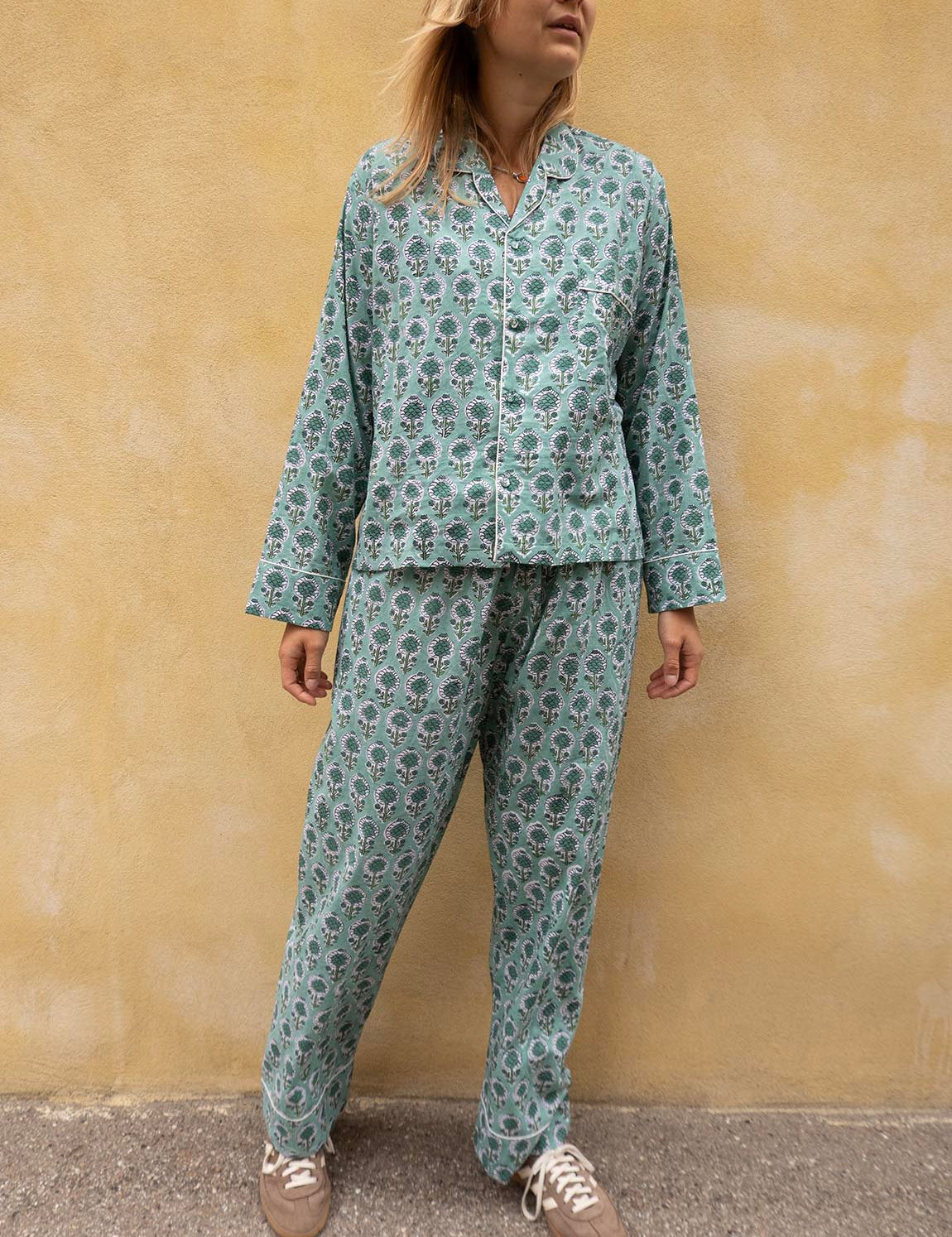 Pyjamas Blockprint - Jade Flower