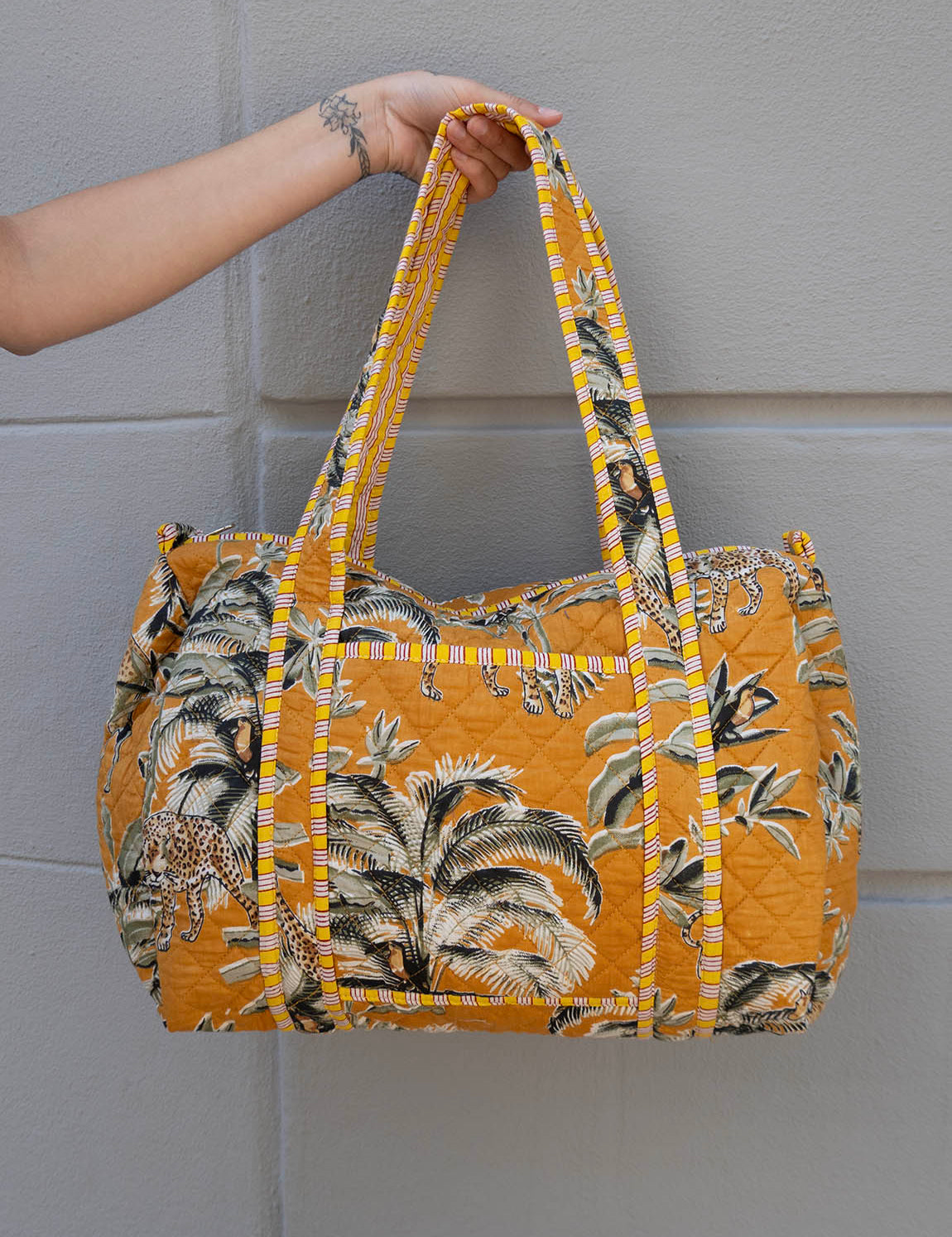 Daisy Duffel Bag - Quilted Blockprint - Jungle