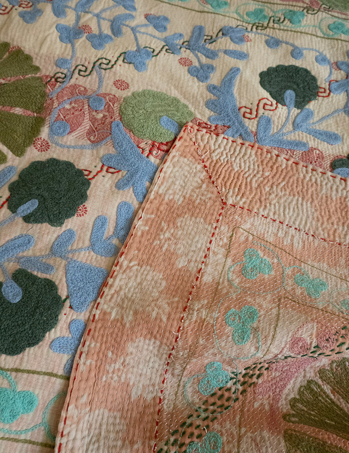 Indisk kantha suzani sengetæppe 60
