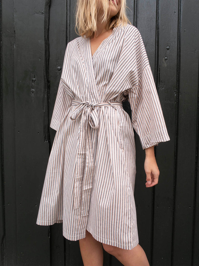 Kimono Blockprint Nude Stripe