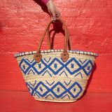 Straw Bag #6 - Blue Rhombe