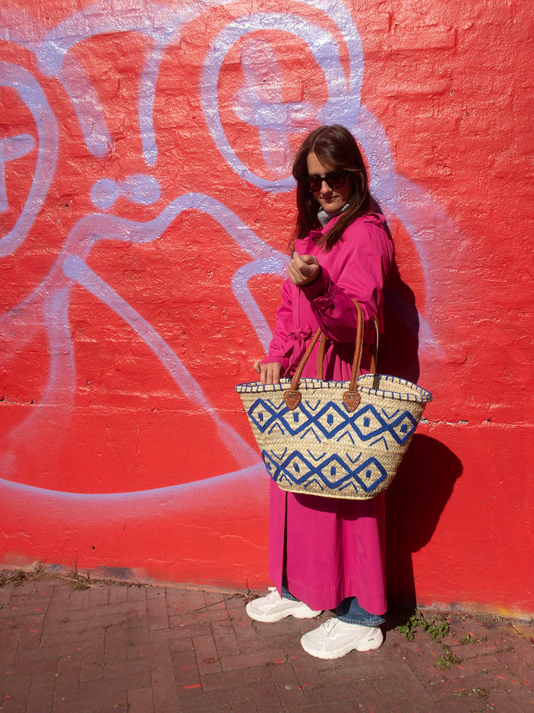 Straw Bag #6 - Blue Rhombe