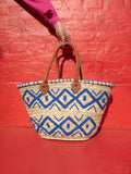 Straw Bag #6 - Blue Rhombe