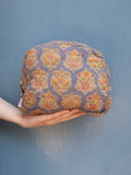 Moon Pouch Blockprint L - Blue Stripes