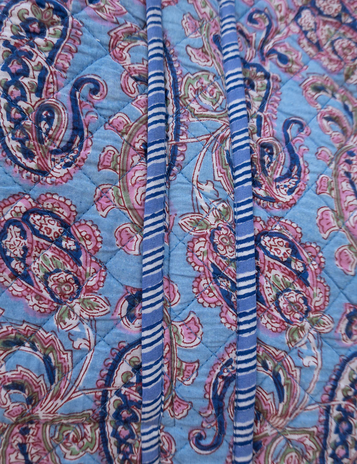 Tove Tote - Quilted Blockprint - Light Blue