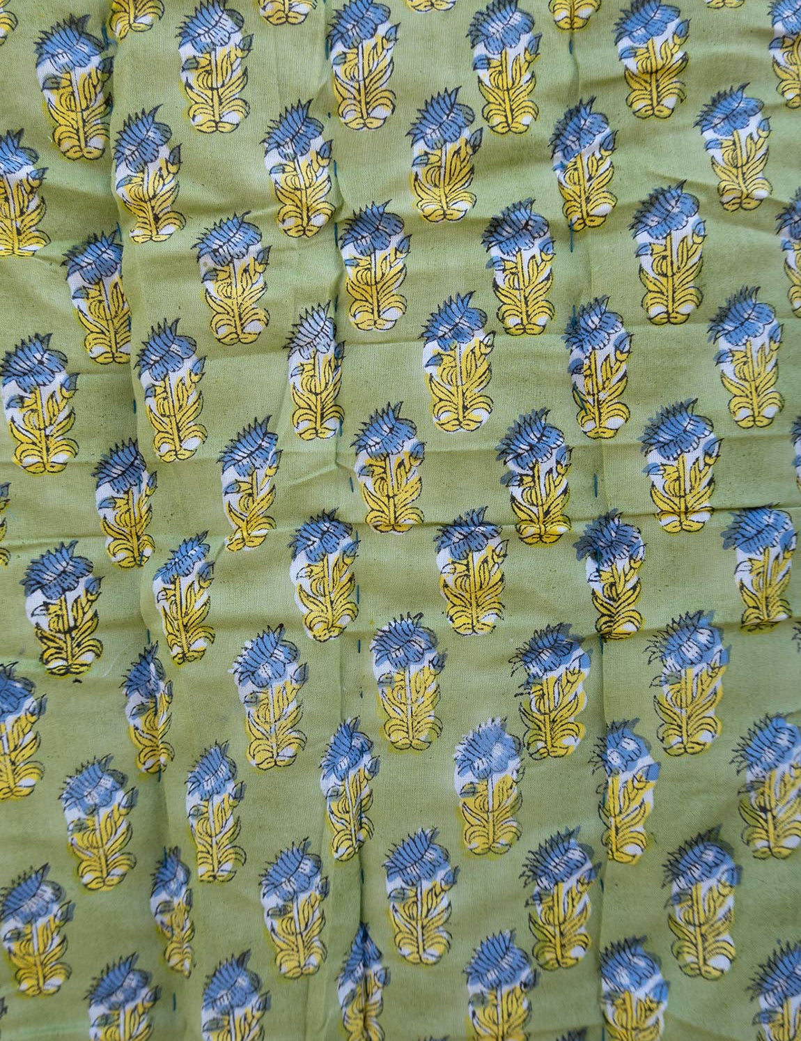 Quilted baby blanket - Lime/Blue