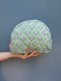 Moon Pouch Blockprint L - Blue Stripes