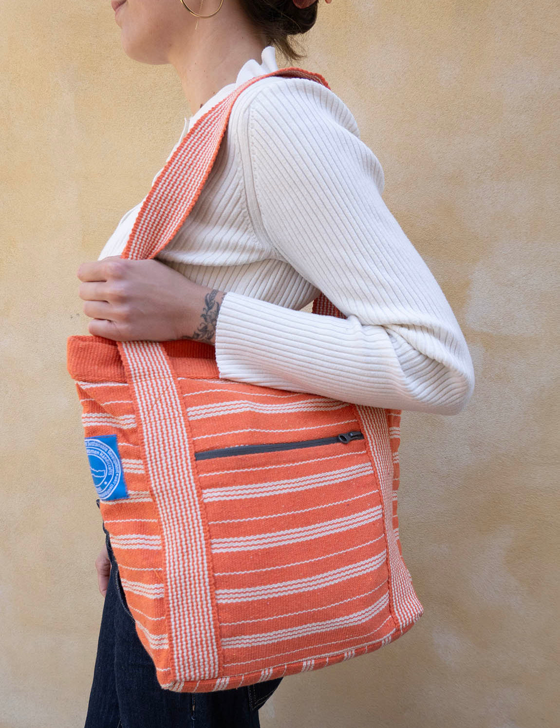 Nepal Stripe Bag - Orange/White
