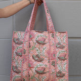 Tove Tote - Quilted Blockprint - Peach