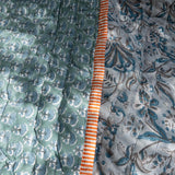 Quiltet tæppe -  22 Petrol/Sky Blue