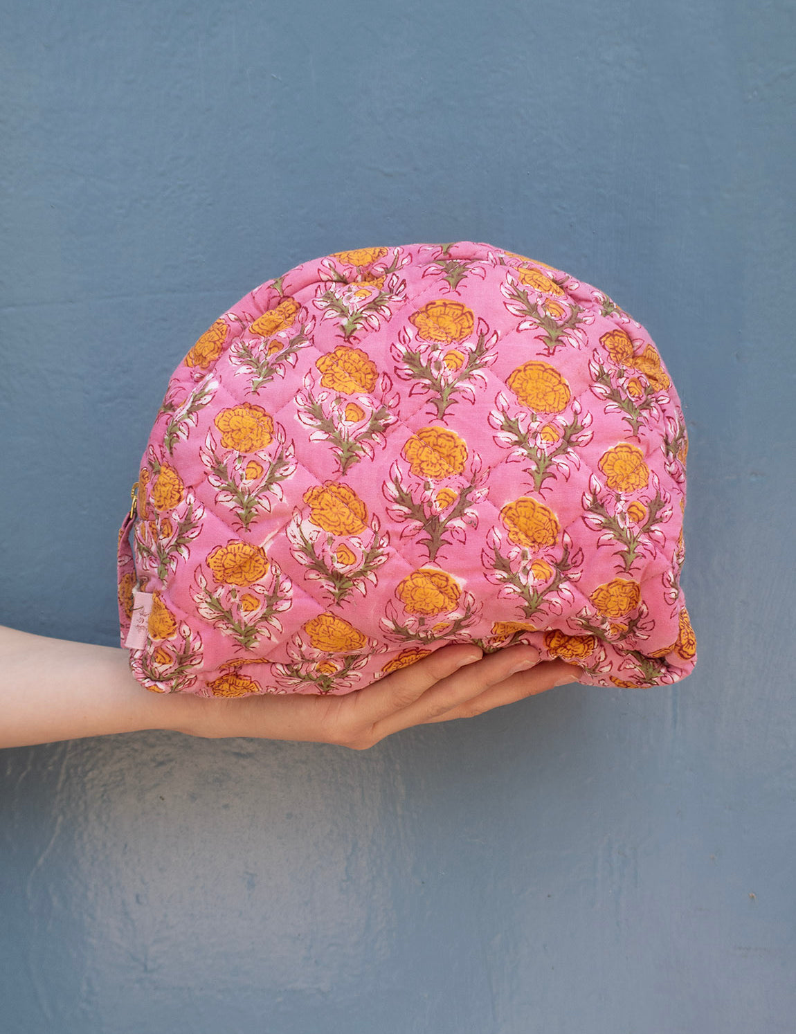 Moon Pouch Blockprint L - Pink