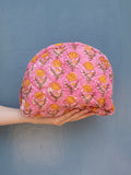 Moon Pouch Blockprint L - Blue Stripes