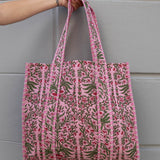 Tove Tote - Quilted Blockprint - Pink