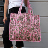 Tove Tote - Quilted Blockprint - Pink
