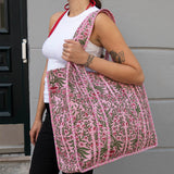 Tove Tote - Quilted Blockprint - Pink