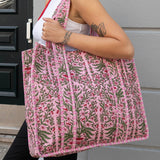 Tove Tote - Quilted Blockprint - Pink