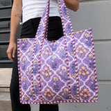 Tove Tote - Quilted Blockprint - Purple