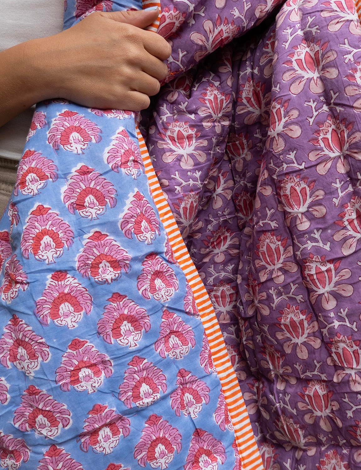 Quiltet babytæppe -  18 Purple/Ice Blue