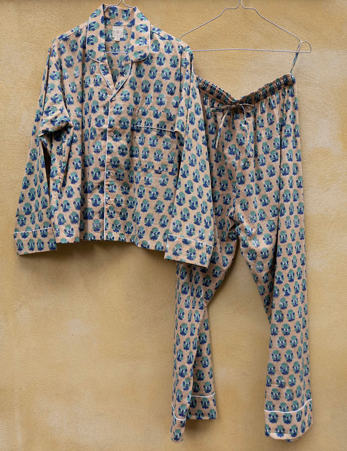 Pyjamas Blockprint - Beige and Blue