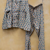 Pyjamas Blockprint - Beige and Blue