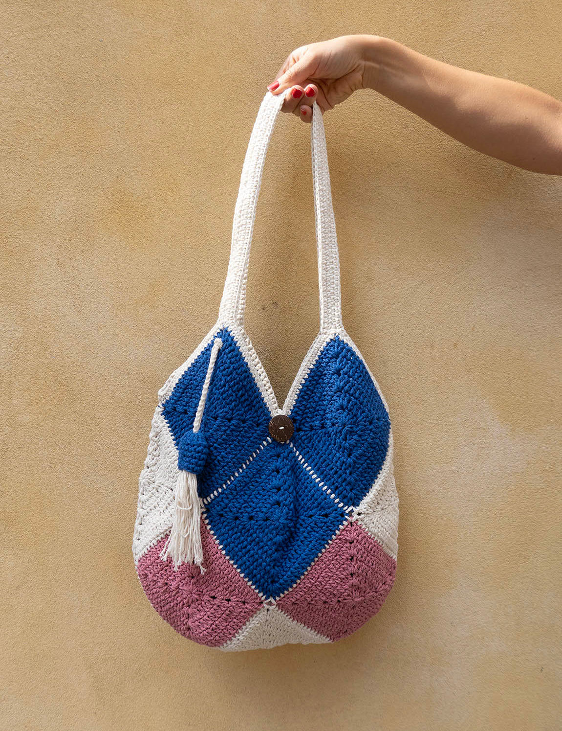 Bali Bag - Blue and Pink Squares