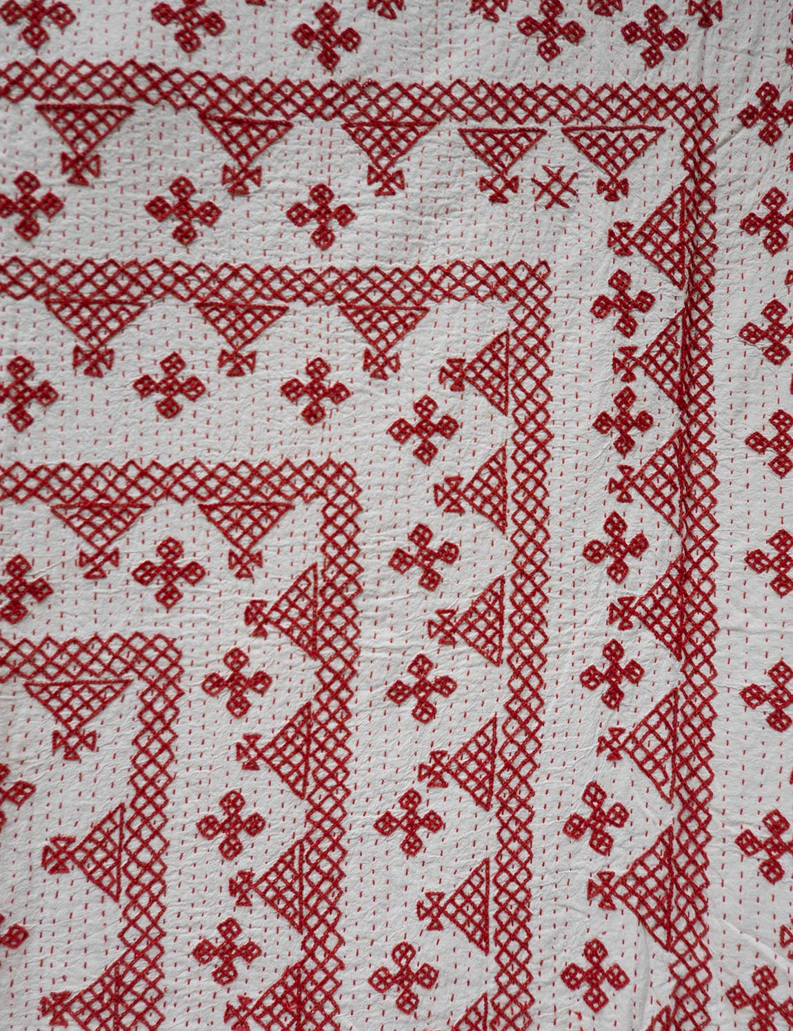 Cross stitch sengetæppe - Red