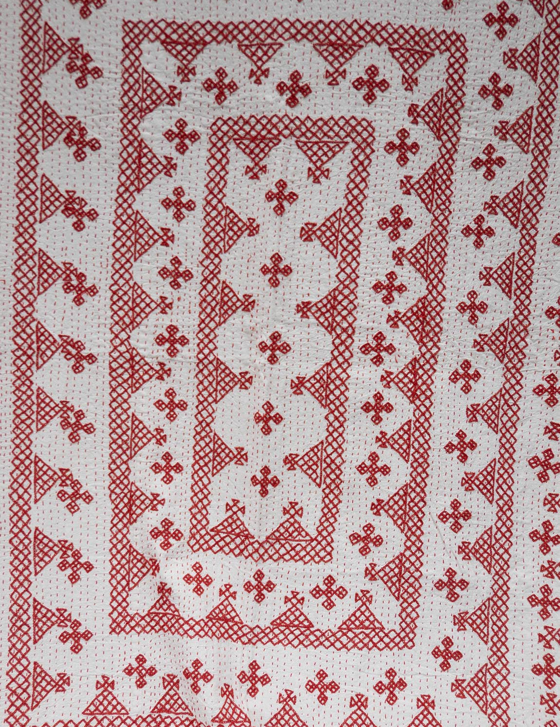 Cross stitch sengetæppe - Red